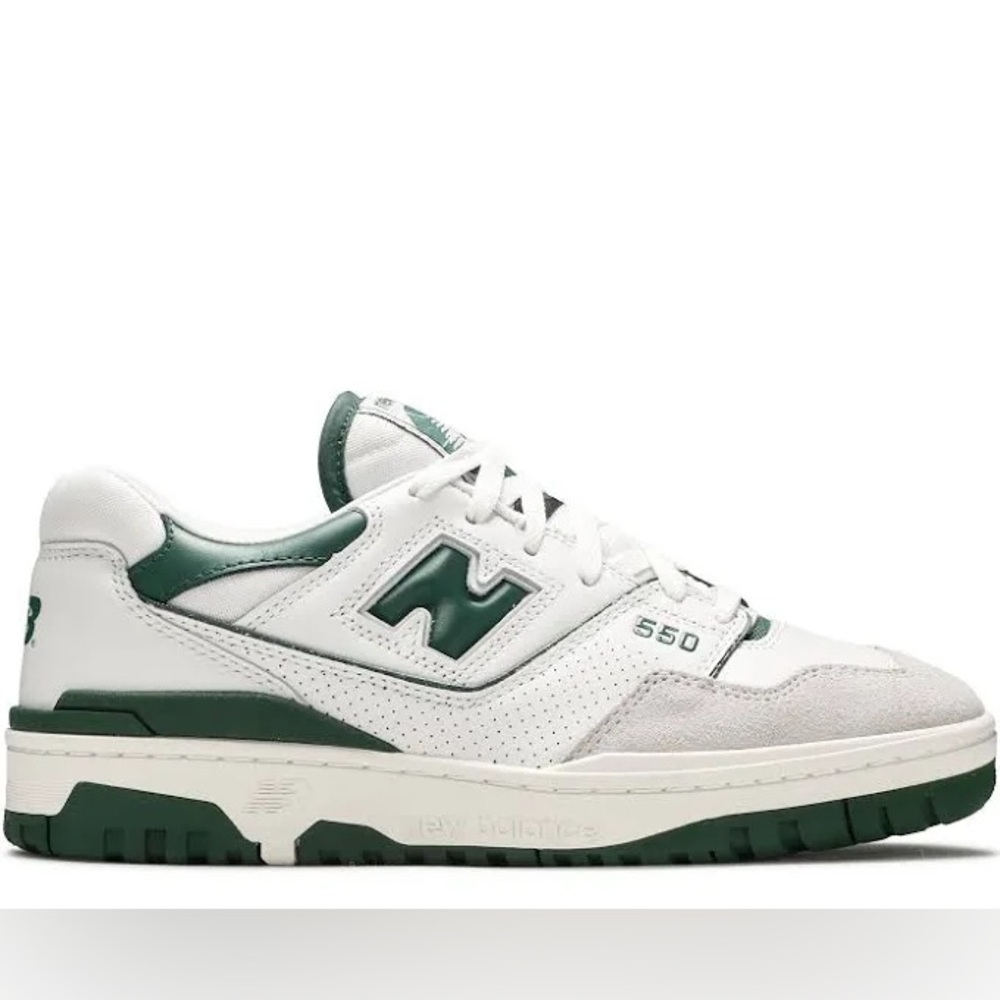 New Balance White and Green Sneakers Classic Design